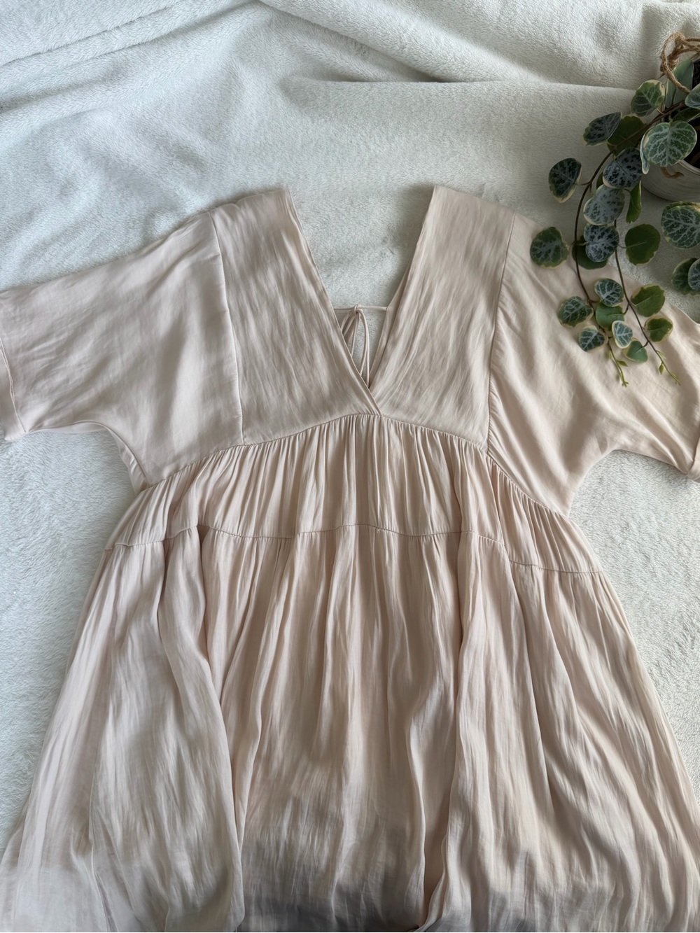 Mustard Seed Beige Dress with V-Neck